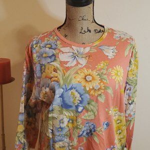Ralph Lauren peach floral top size Medium